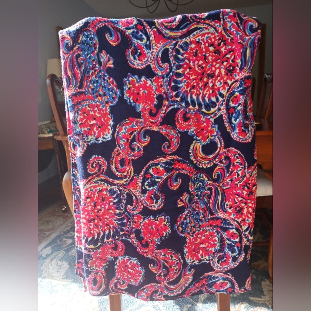 Lilly Pulitzer Lillian scarf "For the Halibut" in Bright Navy oversized EUC